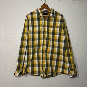 Sean John 3XL Plaid Button‎ Down Shirt – Gray & Yellow Cotton